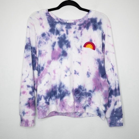 MOTHER The Square Sweatshirt Blueberry Purple Tie Dye Rainbow Patch - Picture 2 of 6